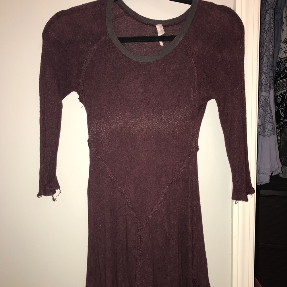 Maroon Free People Babydoll Shirt